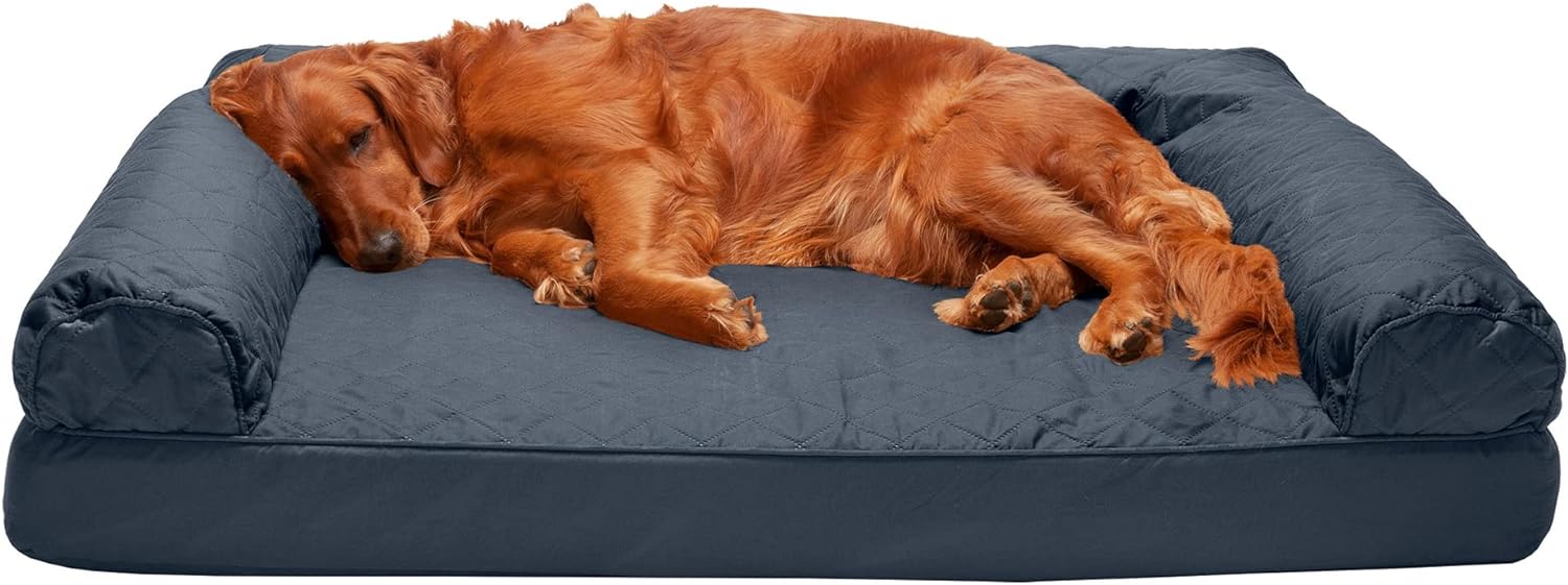 Furhaven Orthopedic Dog Bed for Large Dogs w/ Removable Bolsters  Washable Cover, For Dogs Up to 95 lbs - Quilted Sofa - Iron Gray, Jumbo/XL