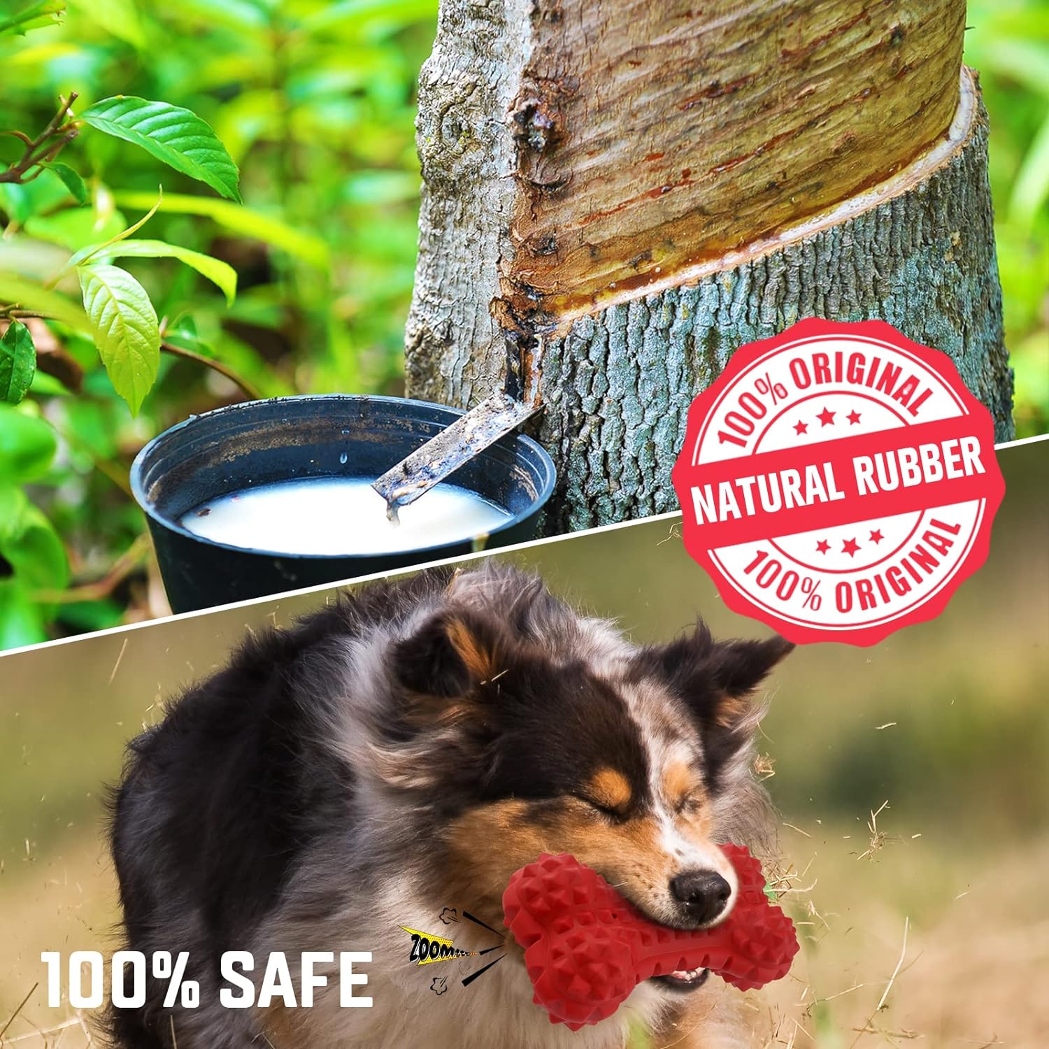 VANFINE Dog Toy, Squeaky, Indestructible, Tough, Durable Stick Chew Toy for Large Dogs, Puppies and Aggressive Chewers with Non-Toxic Natural Rubber (Medium/Large Dog, Cube Red)