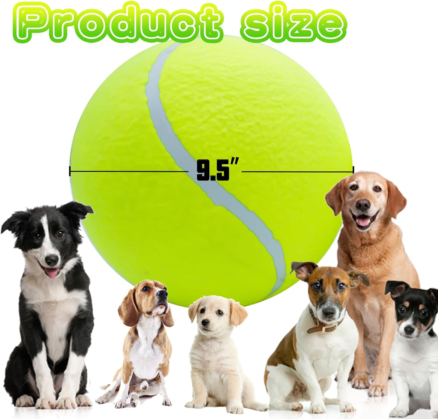 Banfeng Giant 9.5 Dog Tennis Ball Large Pet Toys Funny Outdoor Sports Ball Gift with Inflating Needles for Small Medium Large Dog