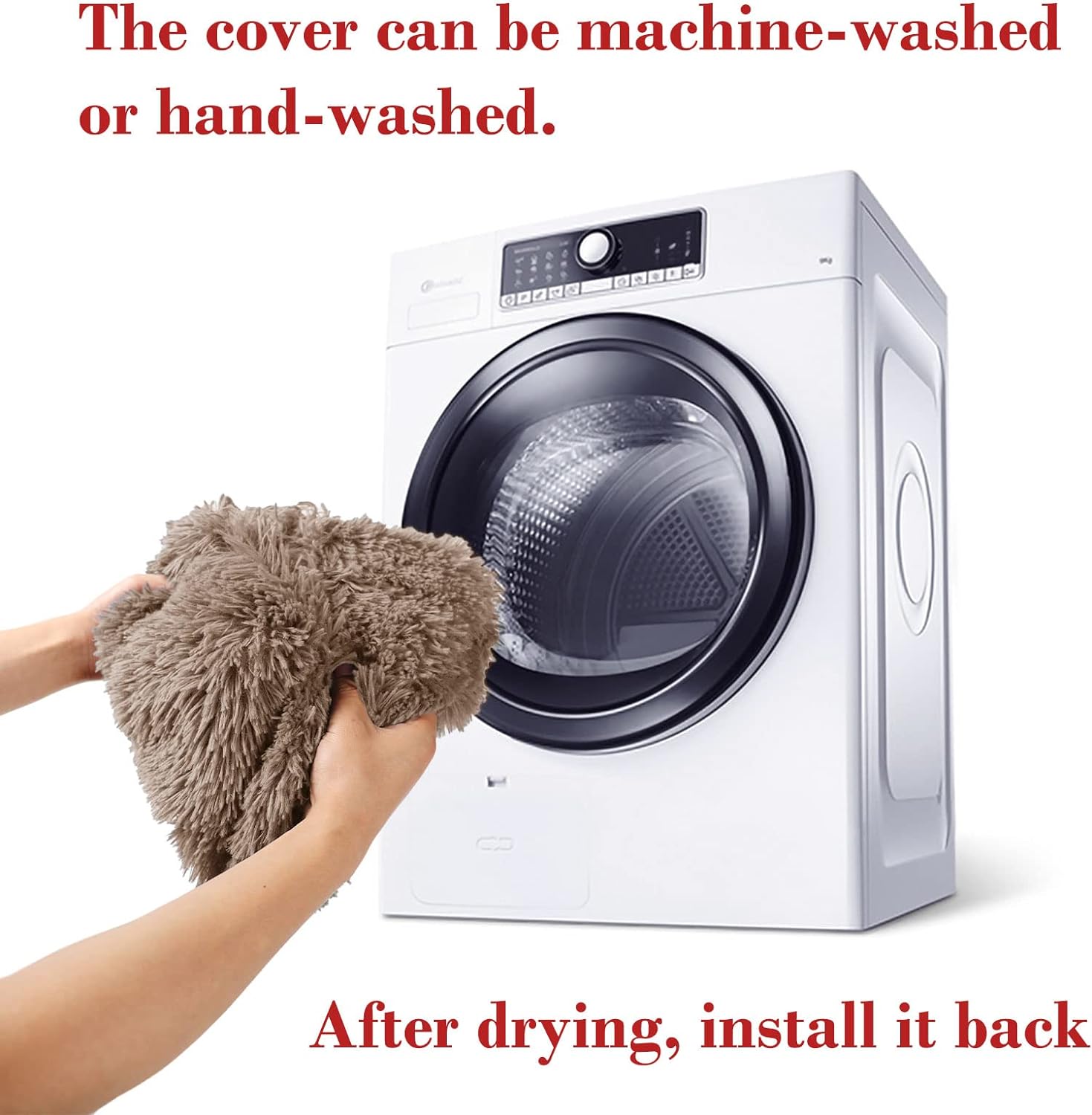 Calming Dog Bed Fluffy Plush Dog Mat for Furniture Protector with Removable Washable Cover for Large Medium Small Dogs and Cats (Large(45x37x6), Dark Grey)