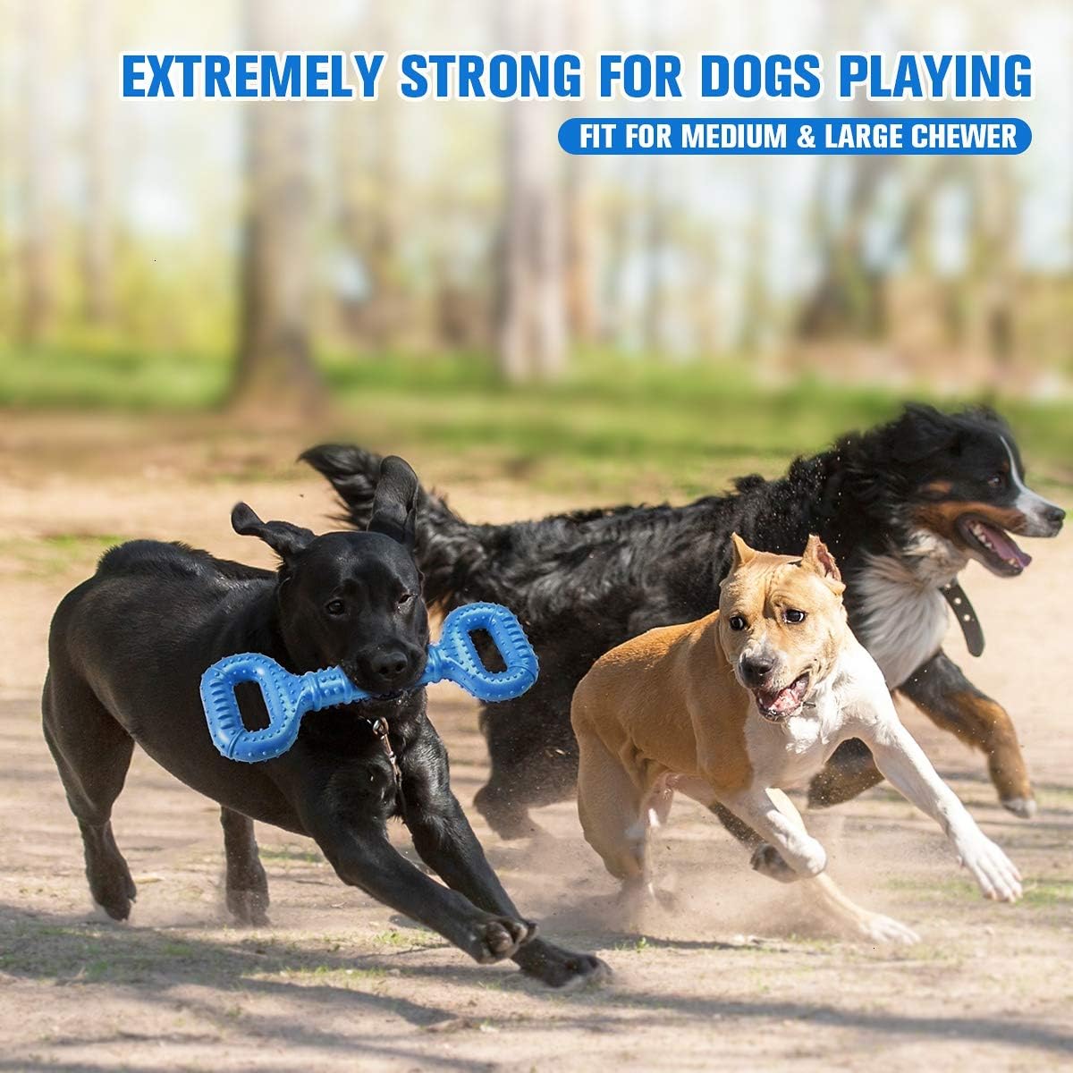 Feeko Interactive Long Lasting Dog Tug-of-war Toy for Aggressive Chewers, 15 inch with Convex Design Natural Rubber for Medium Large Breed Dogs Tooth Clean(Red)