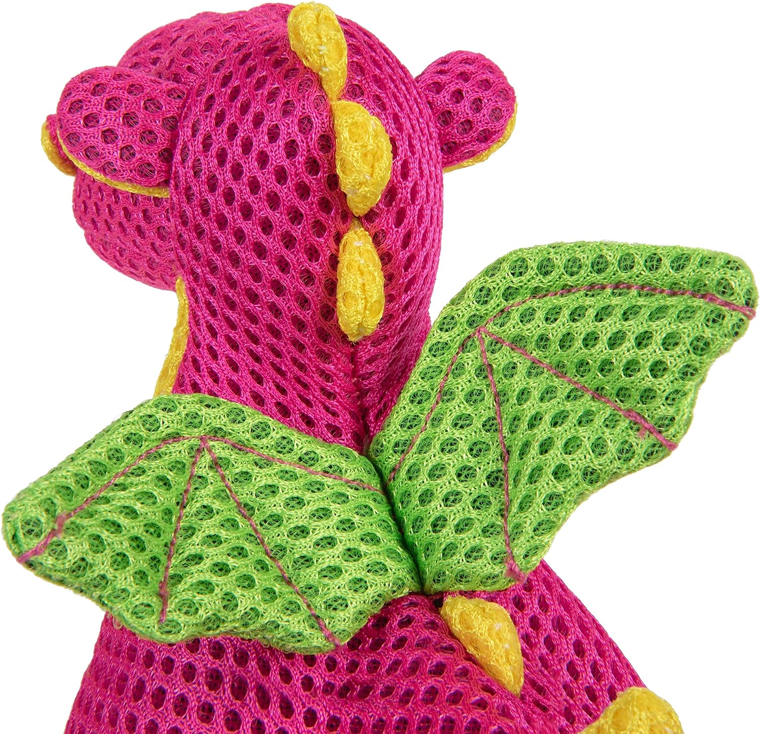 goDog Mesh Dragons Squeaky Plush Dog Toy, Double Chew Guard Technology - Green, Large
