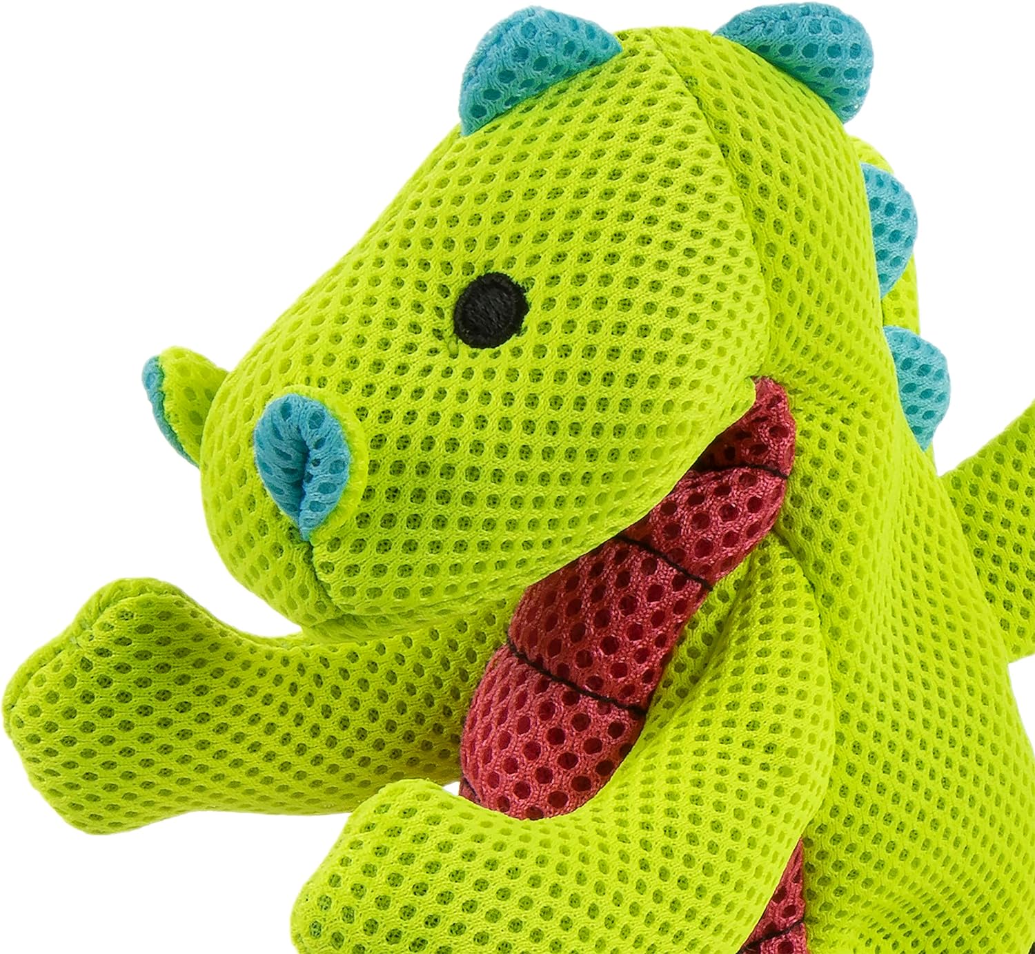 goDog Mesh Dragons Squeaky Plush Dog Toy, Double Chew Guard Technology - Green, Large