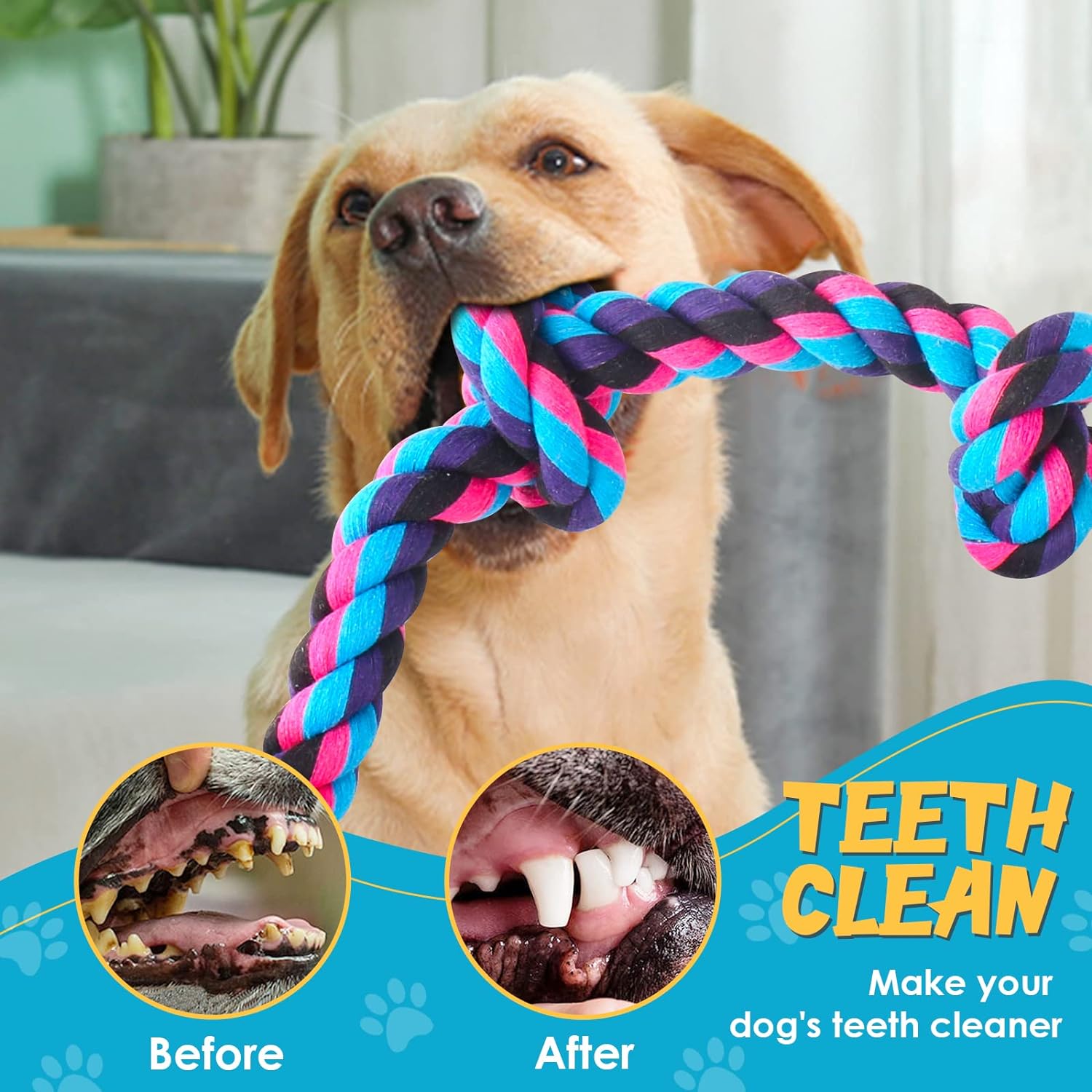 UPSKY Christma Dog Rope Toy for Large Medium Dogs, Dog Chew Toy for Aggressive Chewers, Indestructible 3 Feet 5 Knots Rope Toy, Heavy Duty Tough Dog Toy,Interactive Tug of War Toy for Extra Large Dogs