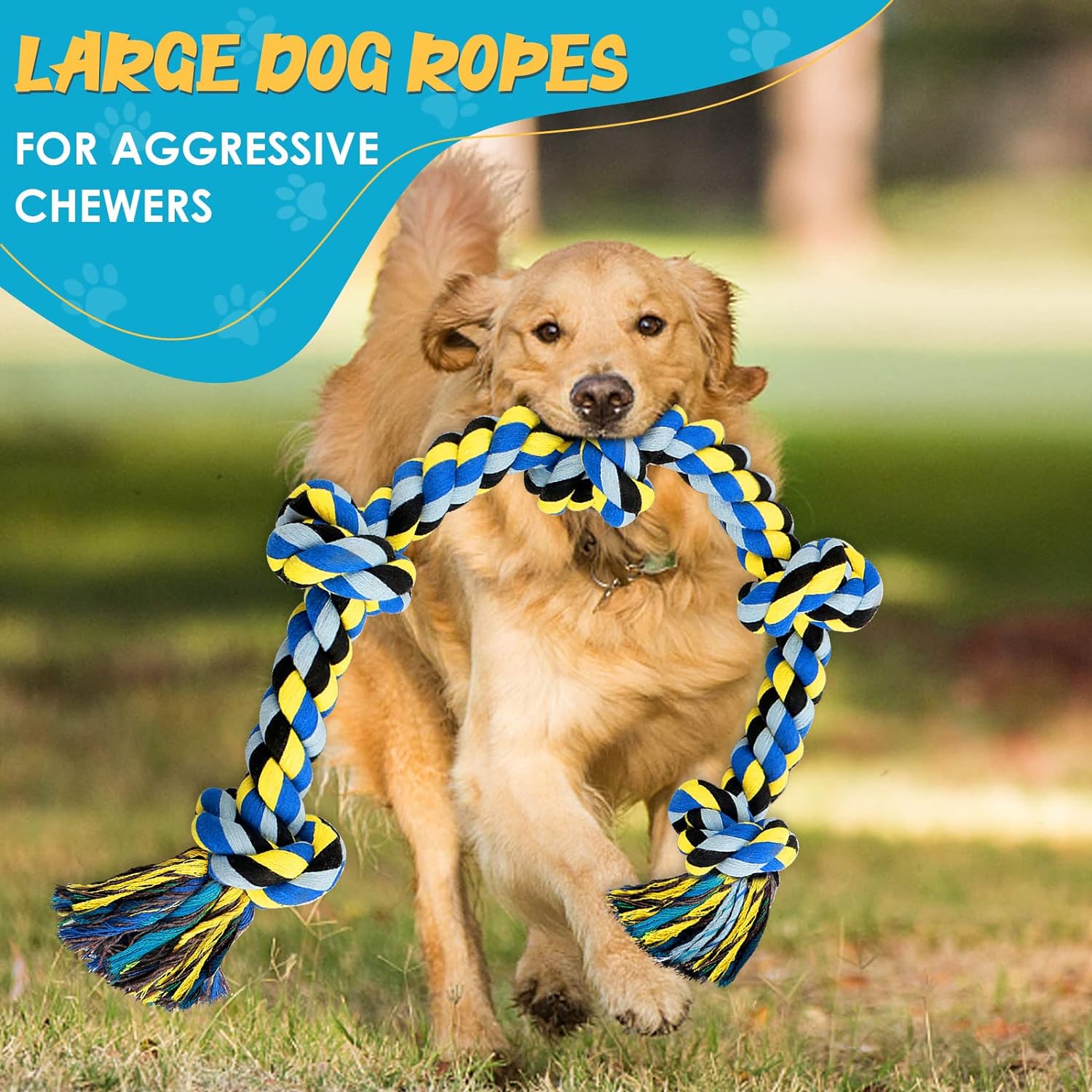 UPSKY Christma Dog Rope Toy for Large Medium Dogs, Dog Chew Toy for Aggressive Chewers, Indestructible 3 Feet 5 Knots Rope Toy, Heavy Duty Tough Dog Toy,Interactive Tug of War Toy for Extra Large Dogs