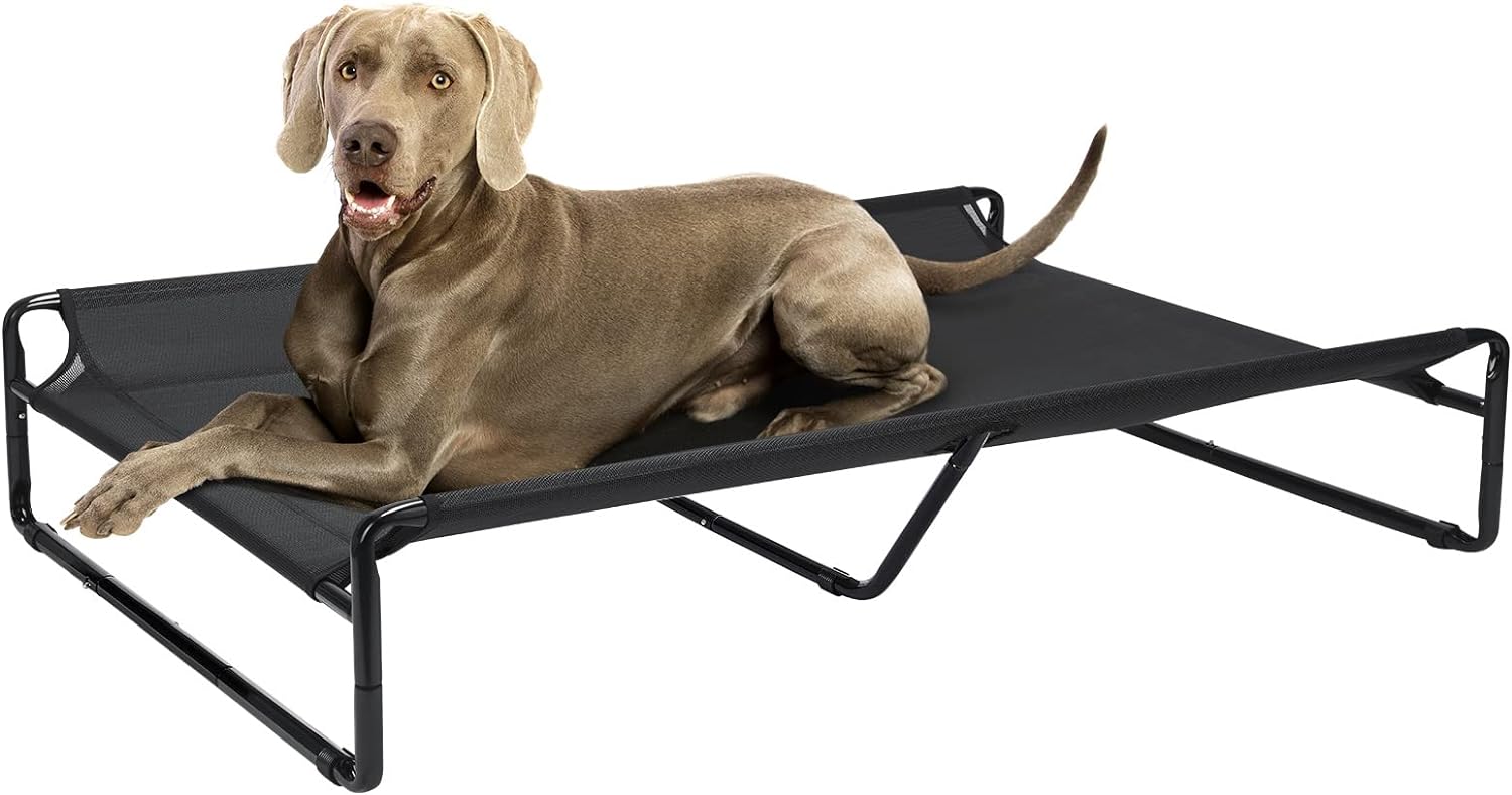 Veehoo Original Cooling Elevated Dog Bed, Outdoor Raised Dog Cots Bed for Large Dogs, Portable Standing Pet Bed with Washable Breathable Mesh, No-Slip Feet for Indoor Outdoor, XX-Large, Black, CWC2201
