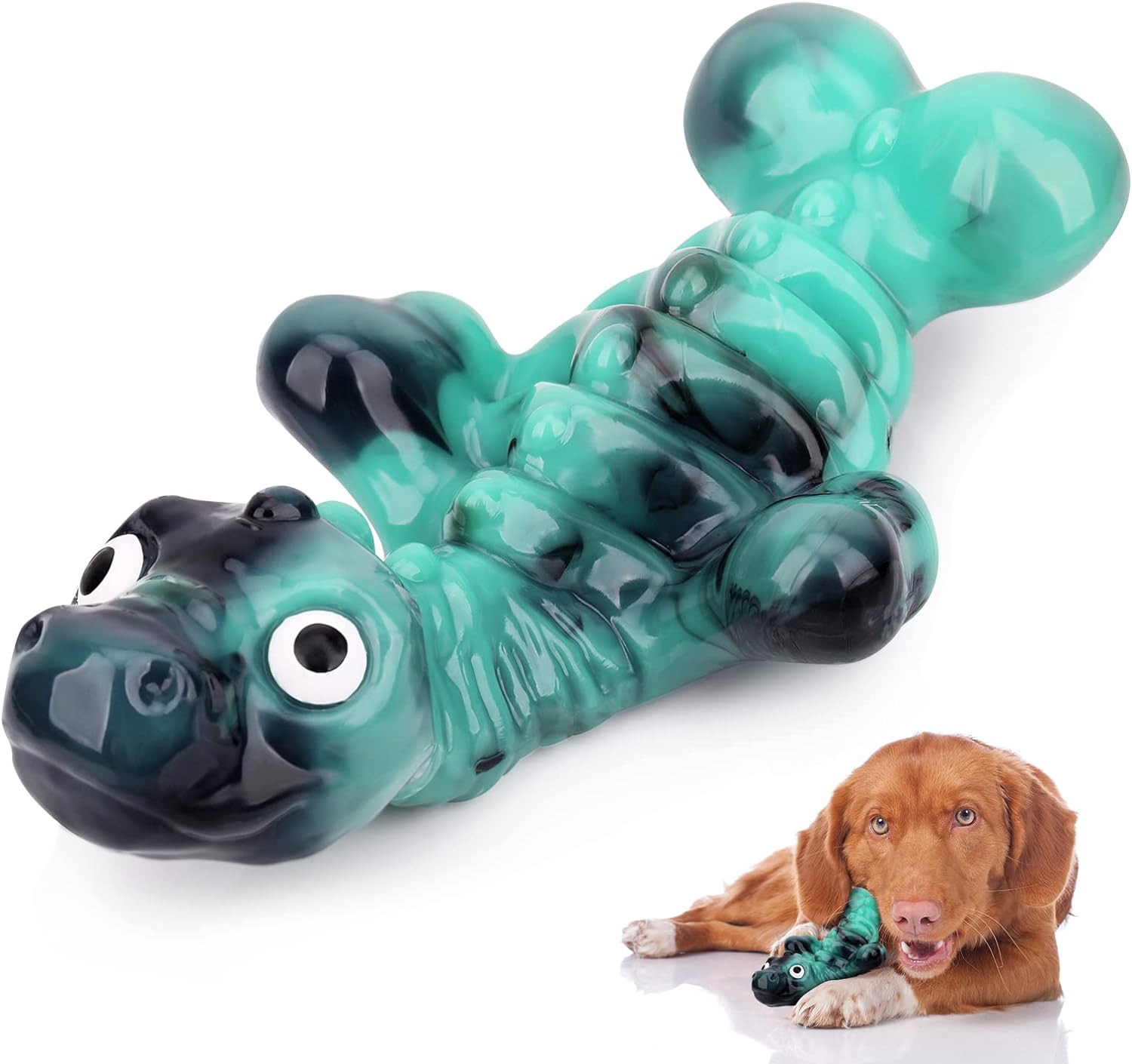 ASIDE Dog Toys for Aggressive Chewers,Dog Chew Toys for Large Dogs,Tough Dog Toys,Indestructible Dog Toys,Durable Dog Toys for Medium Large Dogs Breed, Real Bacon Flavor (Teal)
