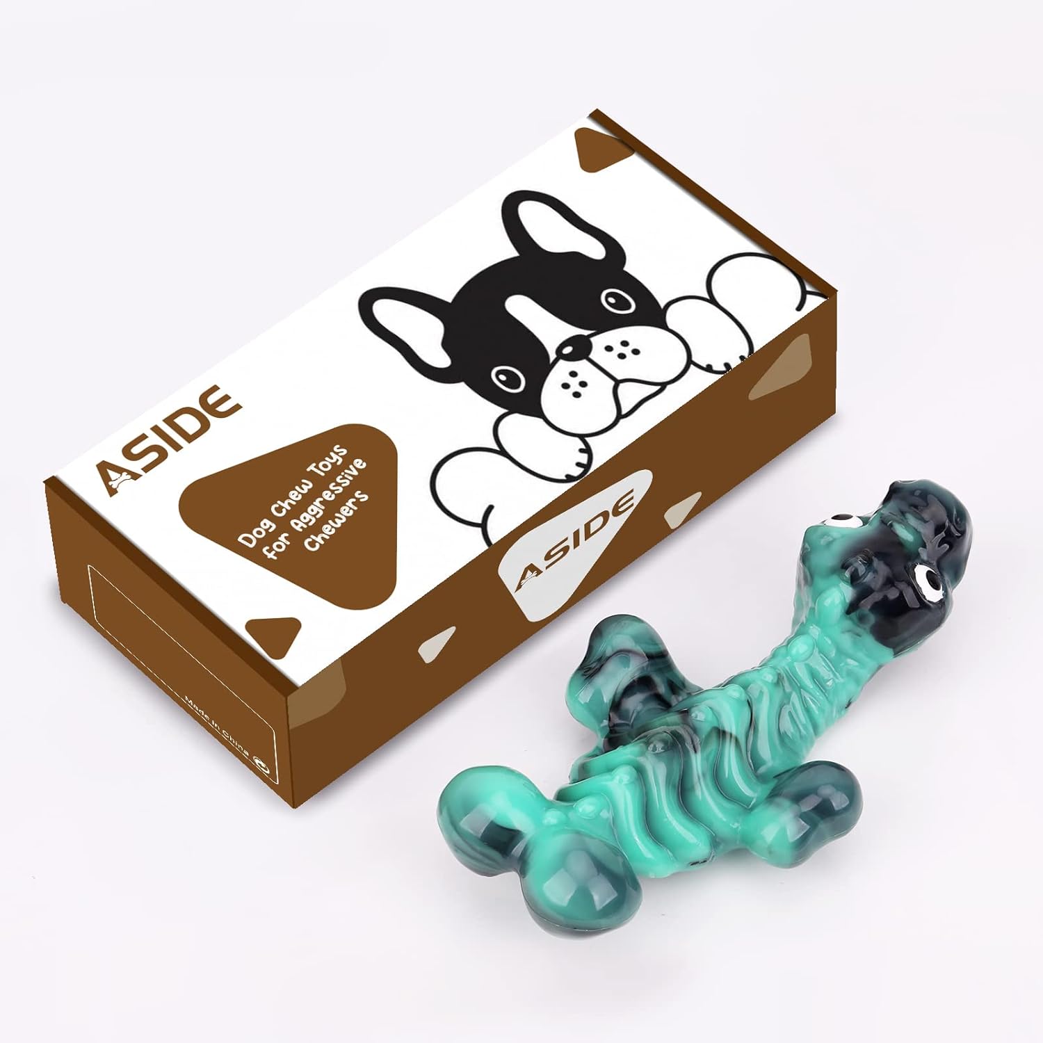 ASIDE Dog Toys for Aggressive Chewers,Dog Chew Toys for Large Dogs,Tough Dog Toys,Indestructible Dog Toys,Durable Dog Toys for Medium Large Dogs Breed, Real Bacon Flavor (Teal)