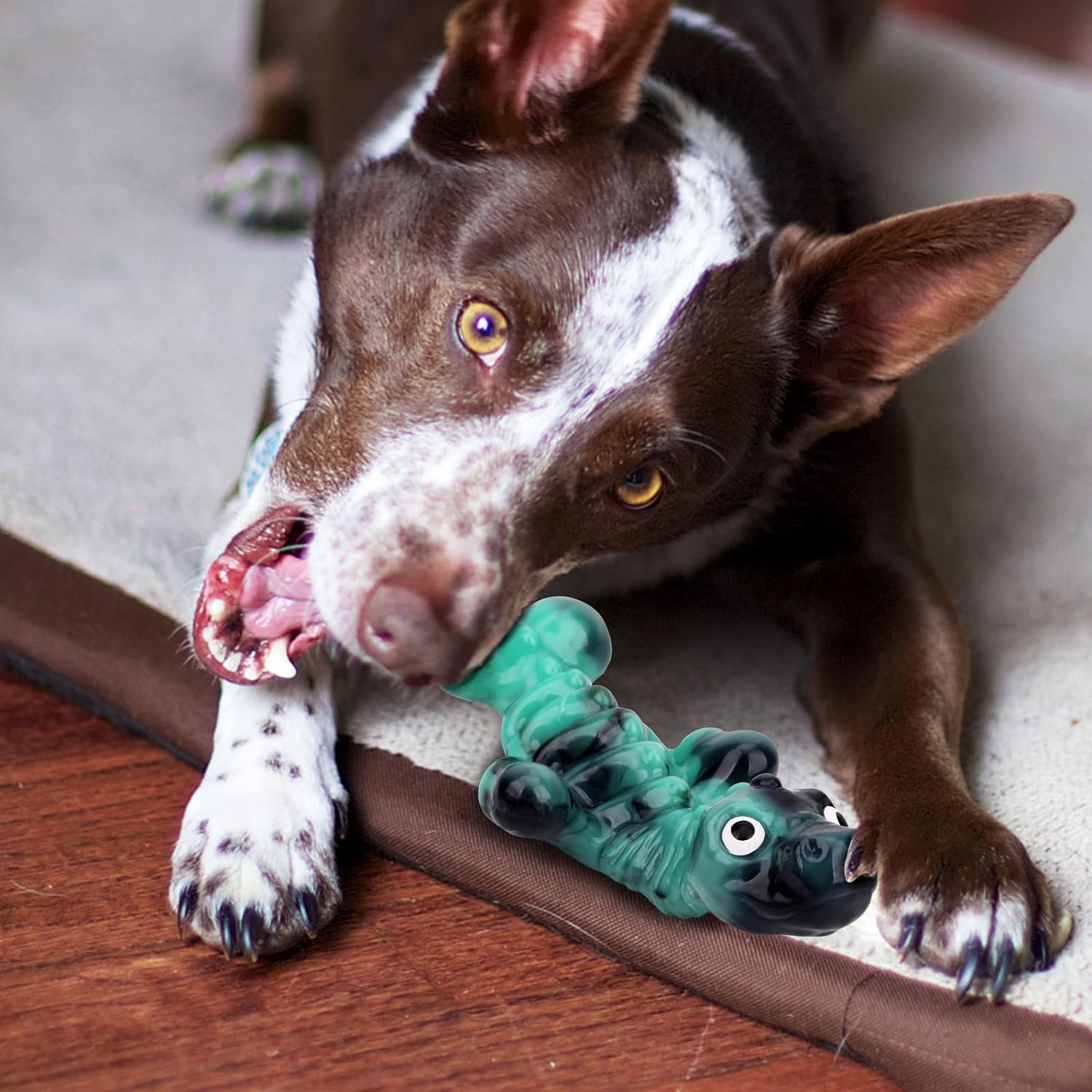 ASIDE Dog Toys for Aggressive Chewers,Dog Chew Toys for Large Dogs,Tough Dog Toys,Indestructible Dog Toys,Durable Dog Toys for Medium Large Dogs Breed, Real Bacon Flavor (Teal)