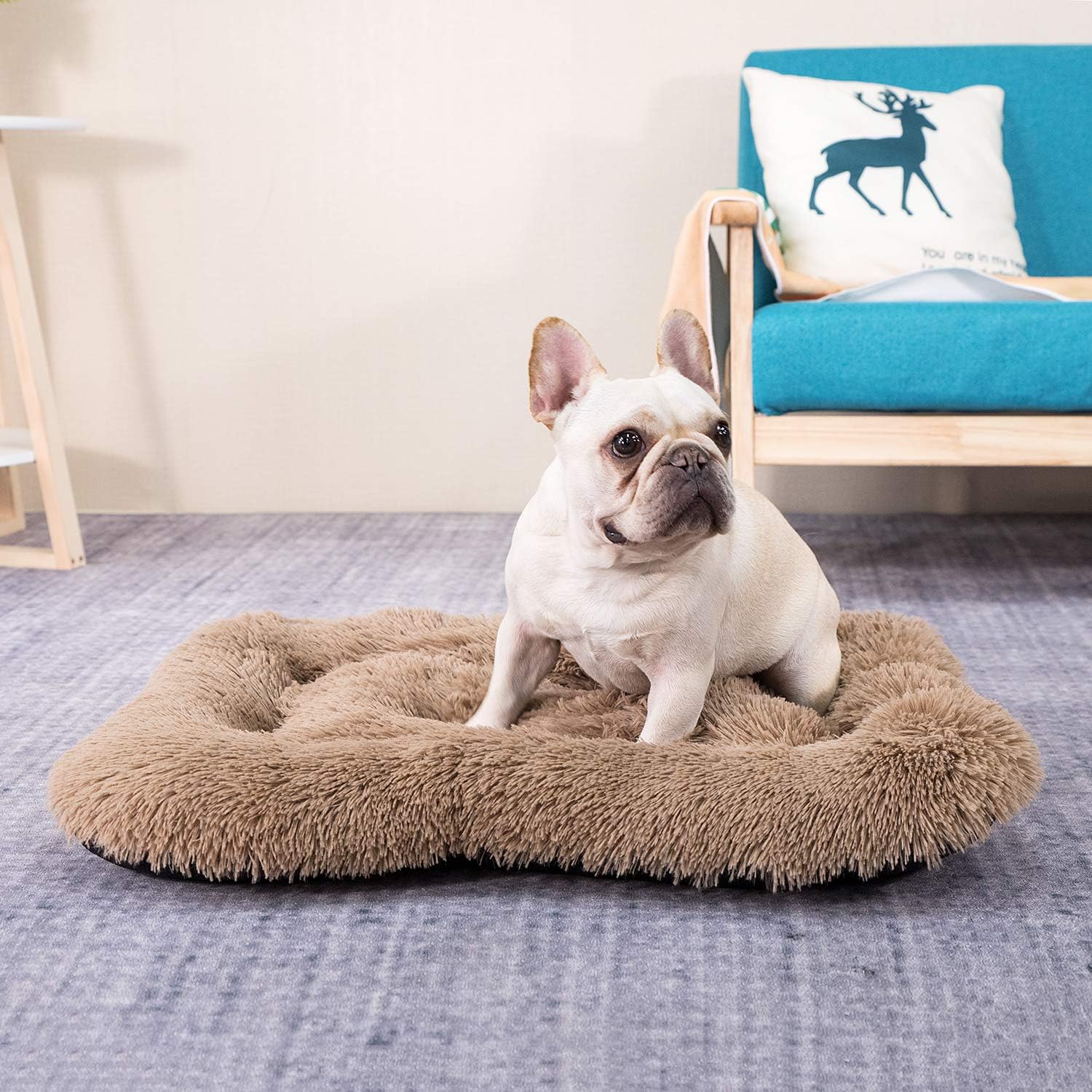 Coohom Deluxe Plush Bed Pet Cushion Crate Mat,Fulffy Comfy Kennel Anti-Slip Washable Pad for Medium Large X-Large Dogs(X-Large, Khaki) Coohom Deluxe Plush Bed Pet Cushion Crate Mat,Fulffy Comfy Kennel Anti-Slip Washable Pad for Medium Large X-Large Dogs(X-Large, Khaki)