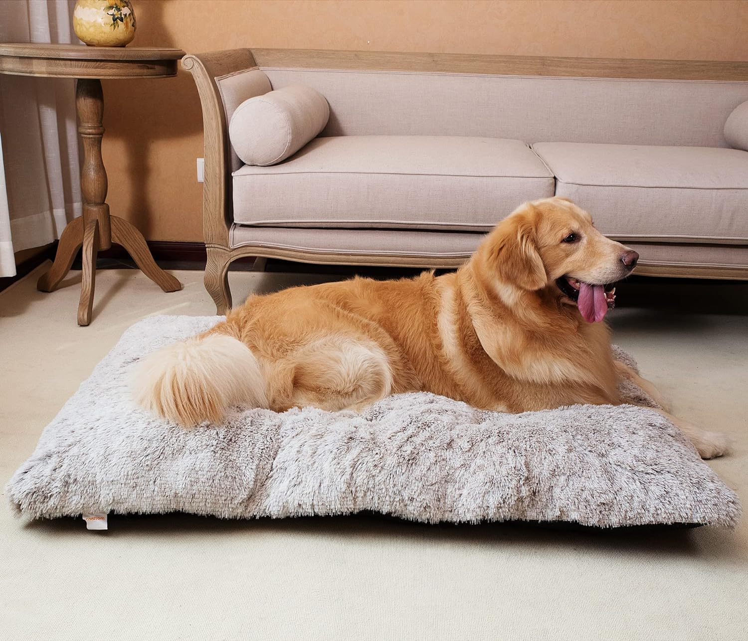 Coohom Deluxe Plush Bed Pet Cushion Crate Mat,Fulffy Comfy Kennel Anti-Slip Washable Pad for Medium Large X-Large Dogs(X-Large, Khaki) Coohom Deluxe Plush Bed Pet Cushion Crate Mat,Fulffy Comfy Kennel Anti-Slip Washable Pad for Medium Large X-Large Dogs(X-Large, Khaki)