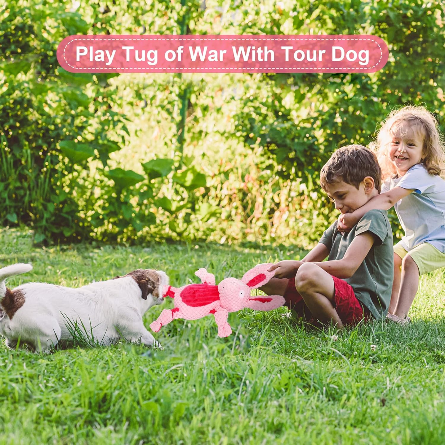 UXVA Dog Squeaky Toys, Tough Puppy Dog Toys, Stuffed Dog Toys for Small, Medium, and Large Pets,Wrinkle Paper Cute Pink Pig