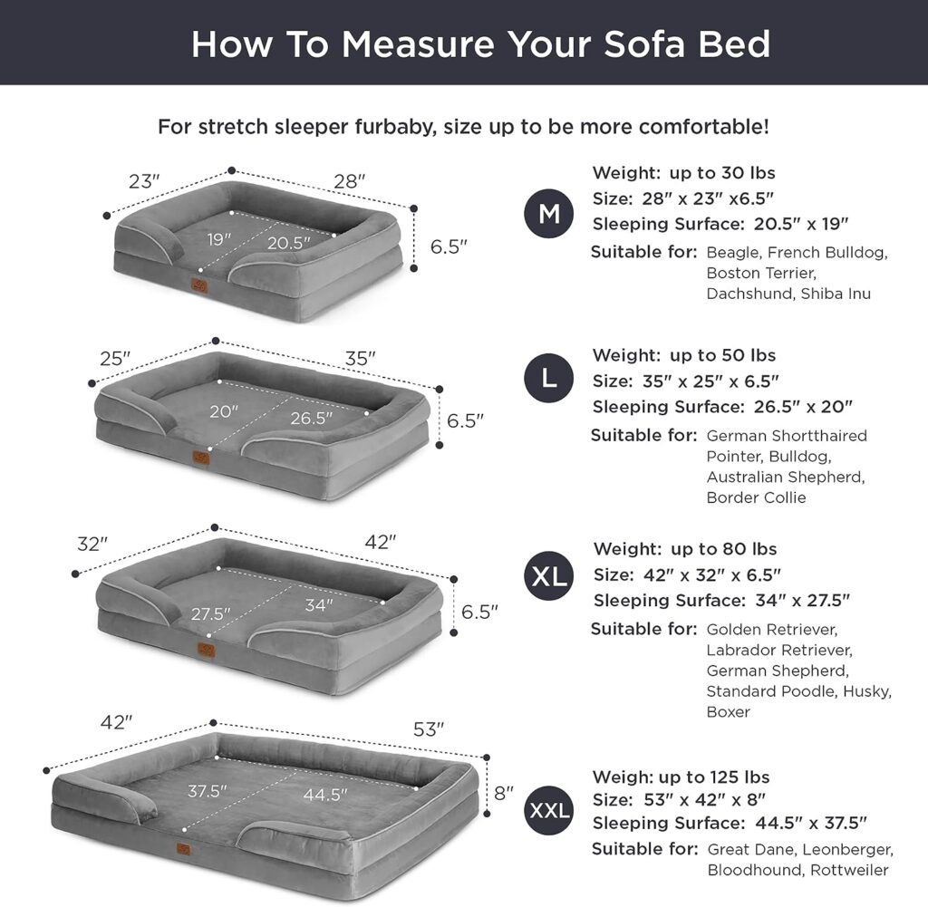 Bedsure Jumbo Orthopedic Dog Bed, Great Dane Beds for Giant Dogs - Foam Sofa with Removable Washable Cover, Waterproof Lining and Nonskid Bottom Couch, for Pets