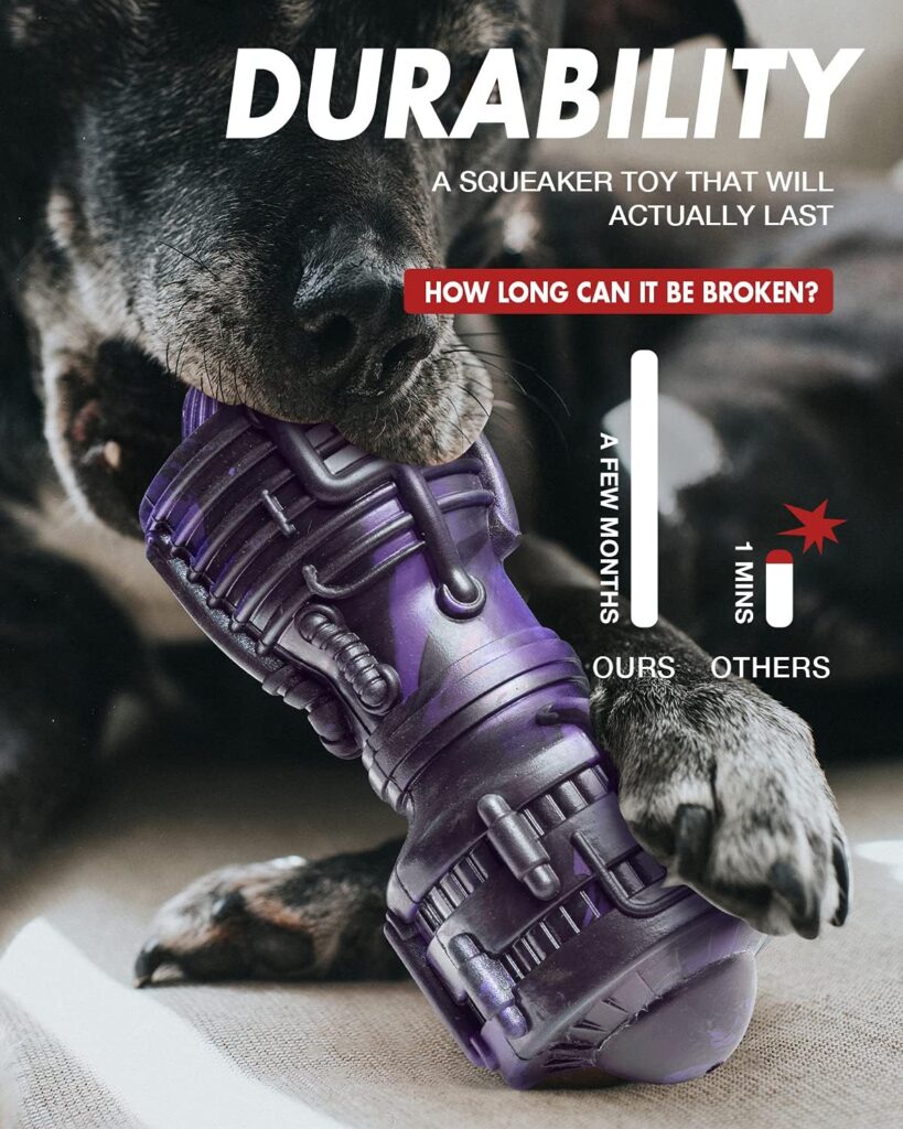 FifthQuarter Squeaky Dog Toys: Almost Indestructible Dog Toys for Aggressive Chewers Natural Rubber Tough and Durable Puppy Chew Toys for Medium and Large Breed