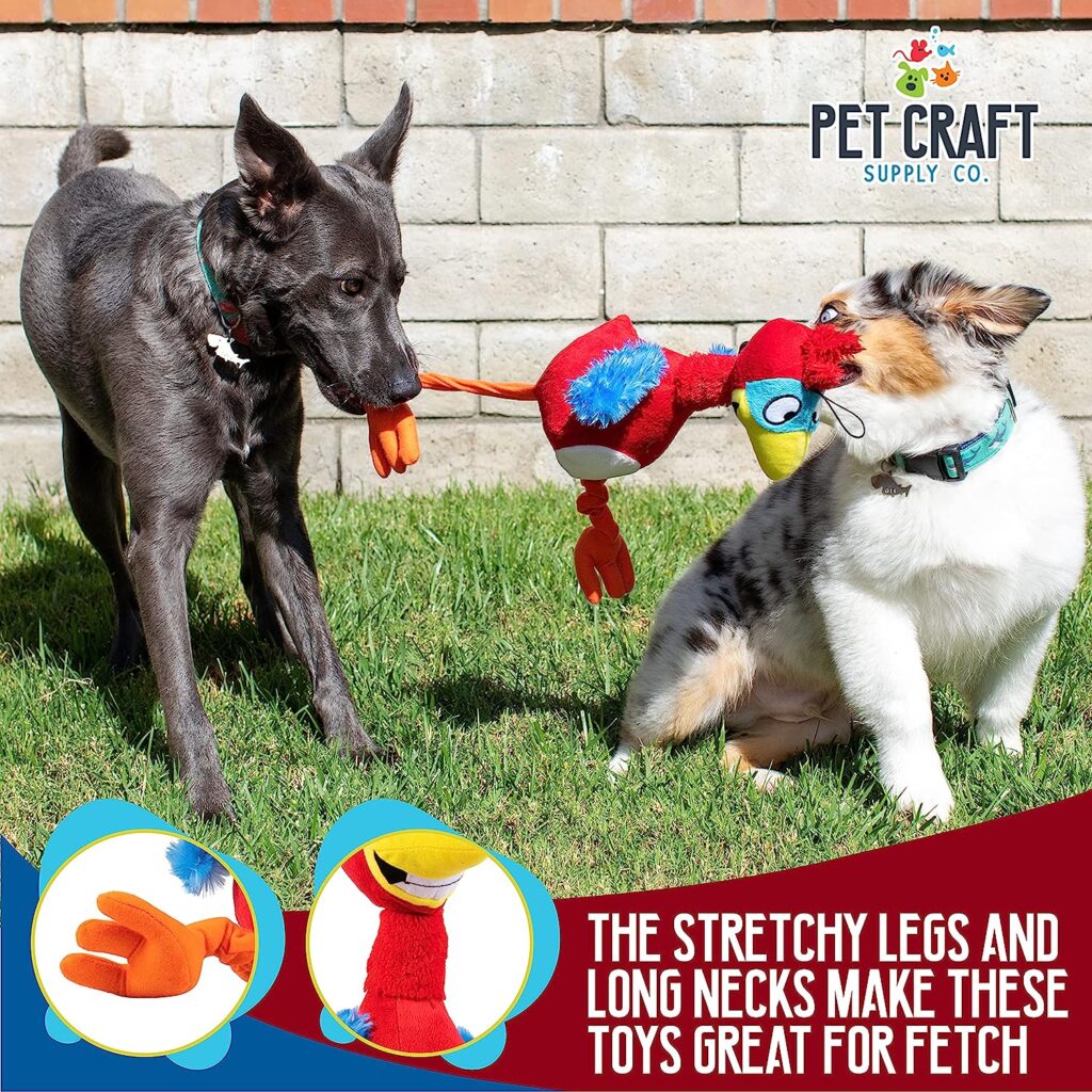 Pet Craft Supply Giggling Puffin  Parrot Multi Pack Interactive Dog Toys With Sound for Large Breed and Small Dogs Soft Chew Plush Dog Toy