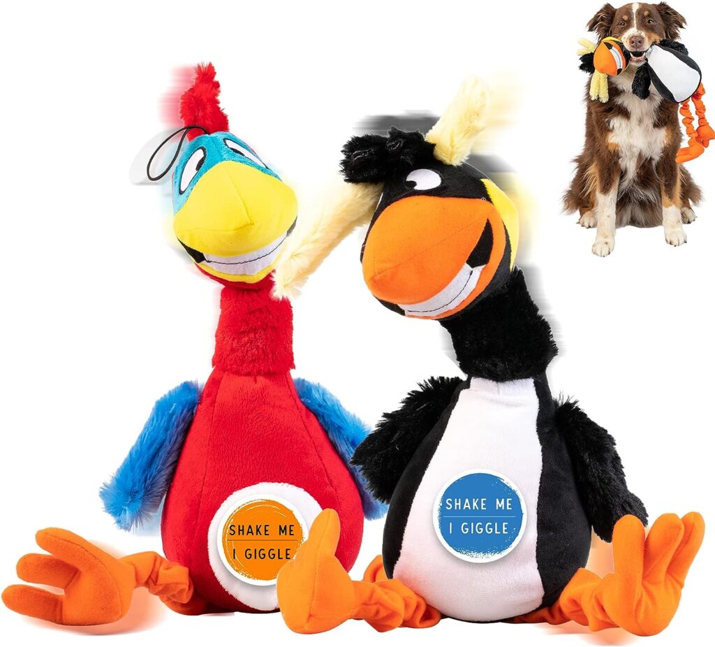 Pet Craft Supply Giggling Puffin  Parrot Multi Pack Interactive Dog Toys With Sound for Large Breed and Small Dogs Soft Chew Plush Dog Toy