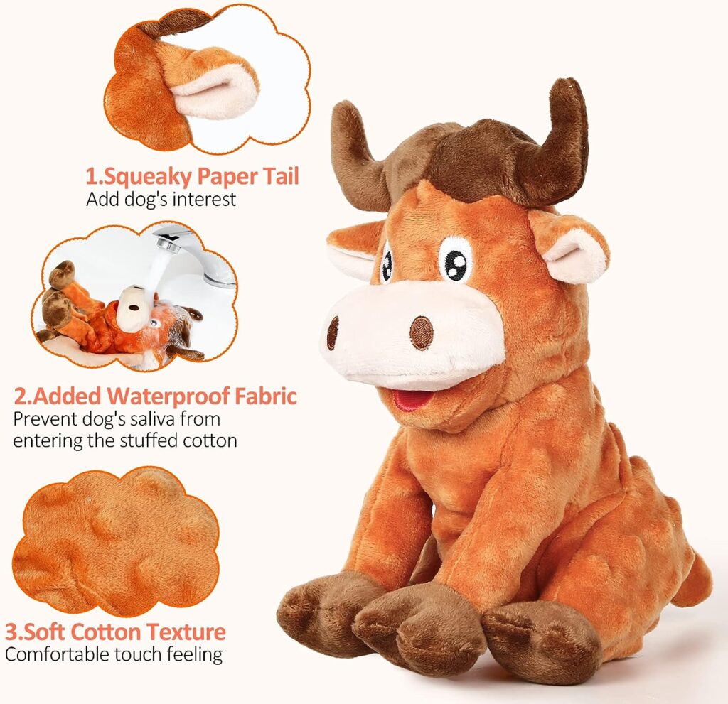 PUHOHUN Squeaky Dog Toys Dog Plush Toy for Large Chewers Dog Toys with Crinkle Paper and Squeaker Tug of War Dog Toys with Knotted Rope Soft Stuffed Dog Toys for Teeth Cleaning and Boredom