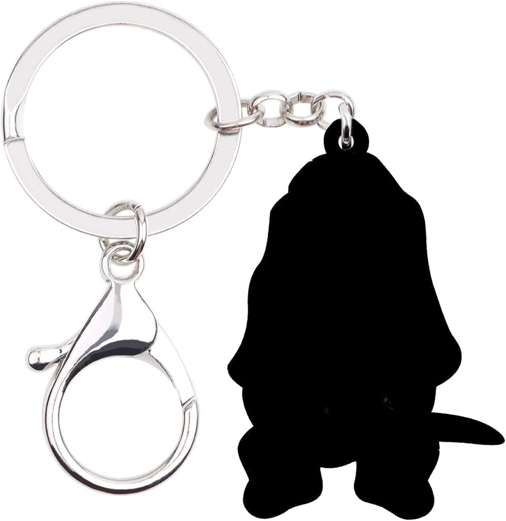 WEVENI Alloy Acrylic Basset Hound Keychain Pet Dog Key Ring Enamel Charms Jewelry For Women Girls Bag Car Wallet